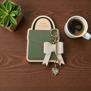 White Bow with Hearts bag charm / keychain